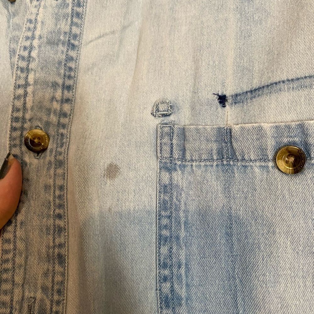 Schmidt Light Wash Denim Button-Down Work Shirt Blue Size XL - Picture 2 of 5